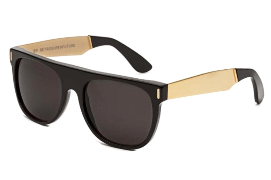 Retrosuperfuture Flat Top Francis Black Gold Sunglasses NIM