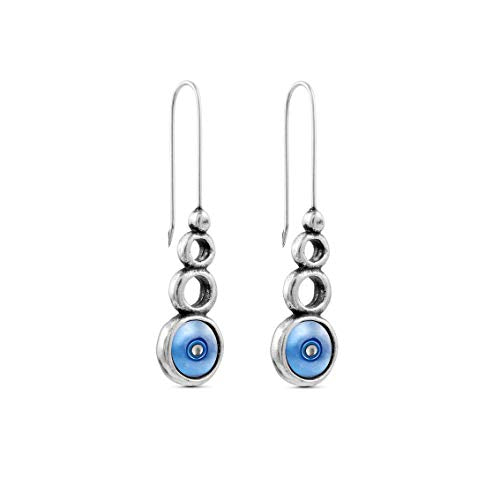 Ciclon Solano Silver Plated Earrings Fish Hook with a Round Blue