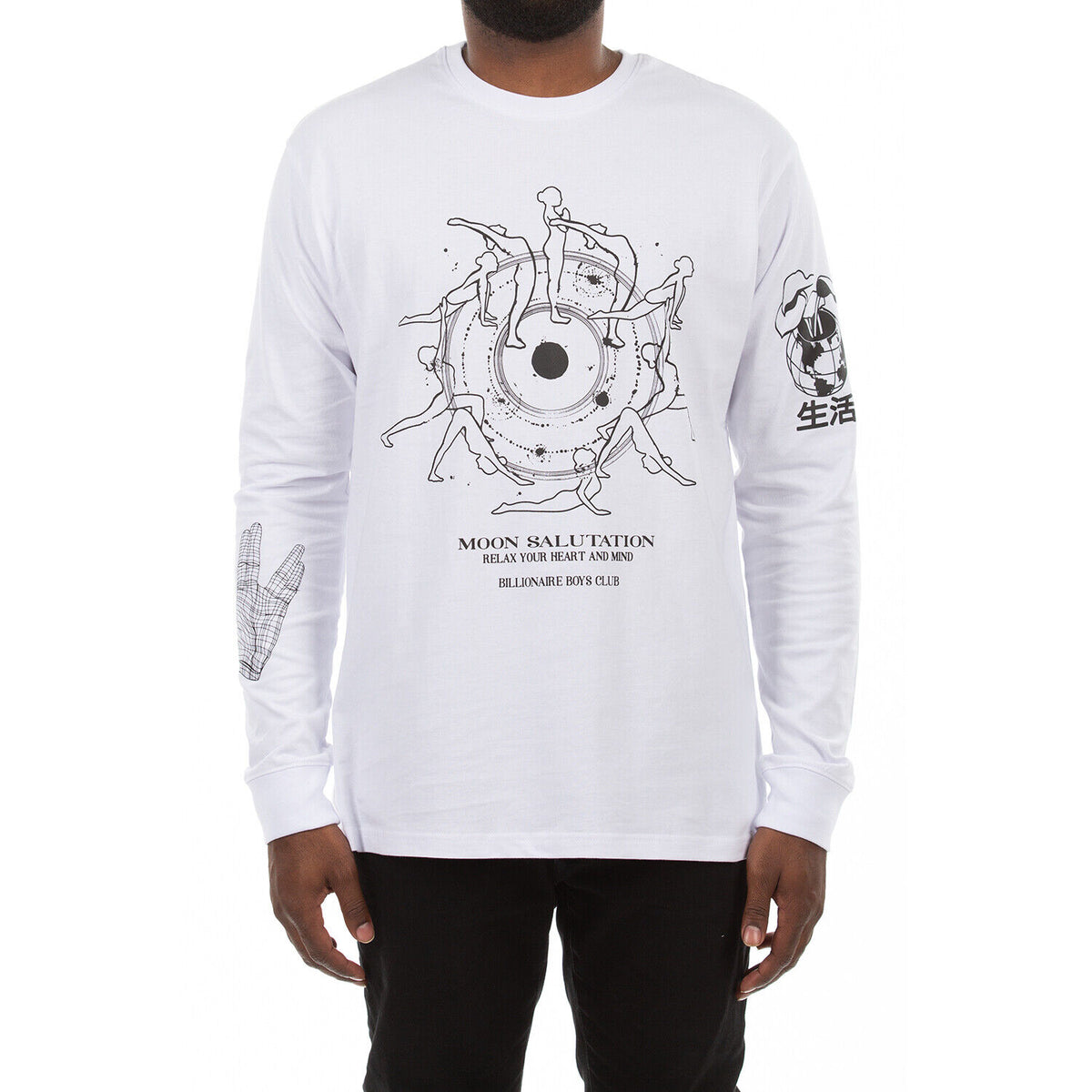 Billionaire Boys Club Men’s Moon Salutation Long Sleeve T-Shirt – White
