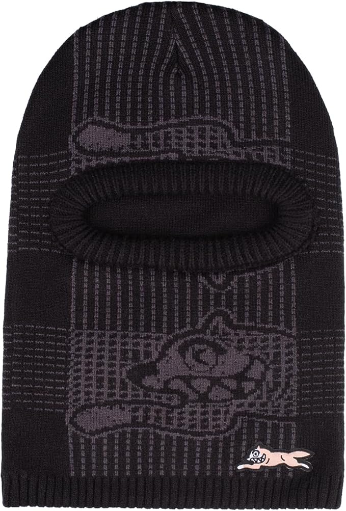 Icecream Balaclava Ski Mask –Warm Knit with Running Dog Design – Unisex Winter Face Mask for Outdoor Activities – Available in Black and White 431-9804