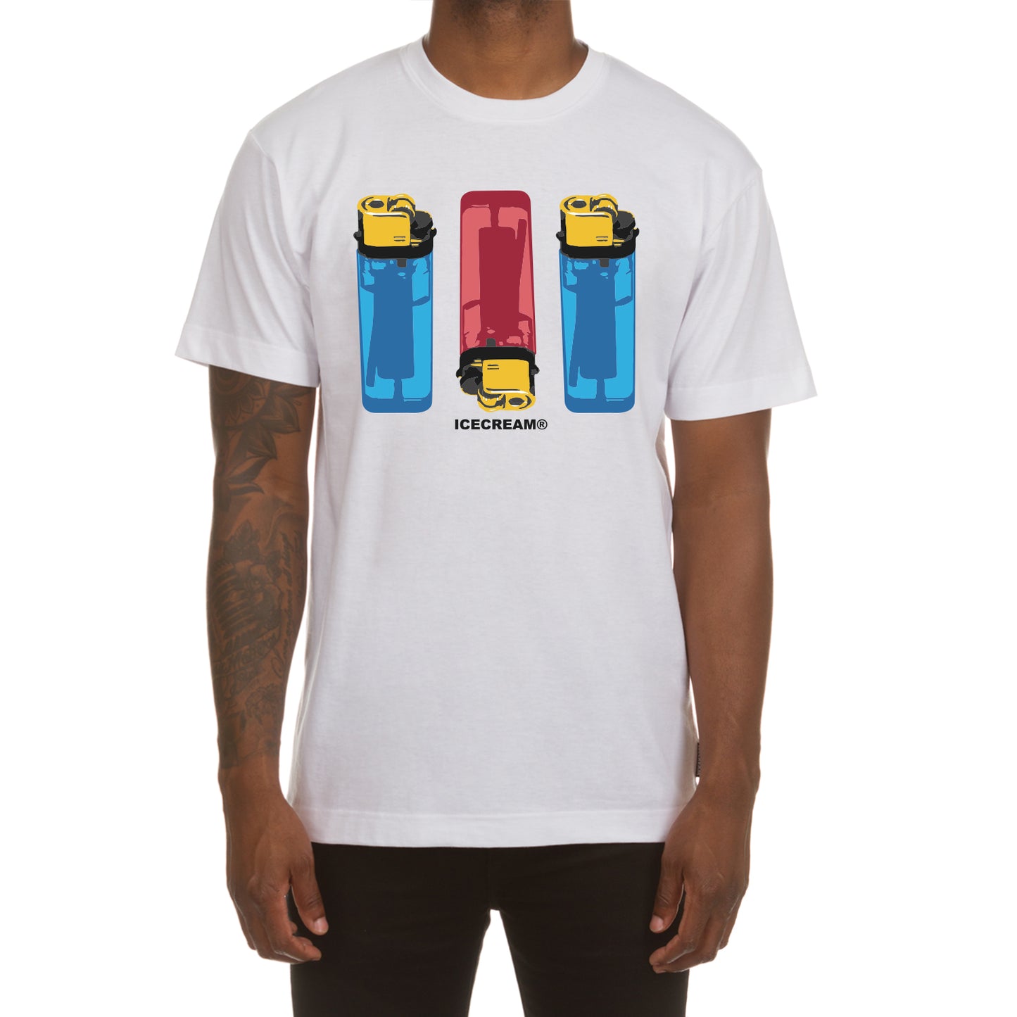 ICECREAM Billionaire Boys Club Clothing Mens T-Shirt BB Flame On Short Sleeve Crew Neck Tee