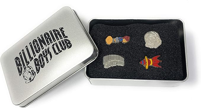 Billionaire Boys Club Accessories BB Arch Logo Tin Box in Silver with 4 Pins