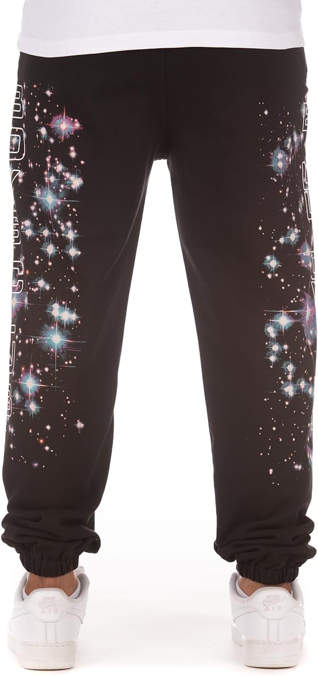 Billionaire Boys Club Jogger Pants - Men's Black Galaxy Print Sweatpants with Logo Detailing 831-7101