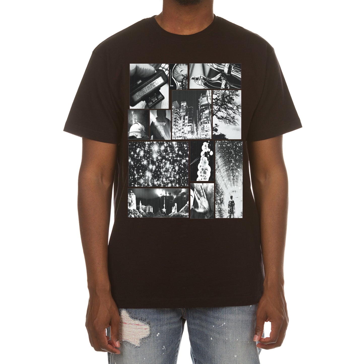 Billionaire Boys Club T-Shirt - Men's Black Photo Collage Crewneck Graphic Tee 831-7203