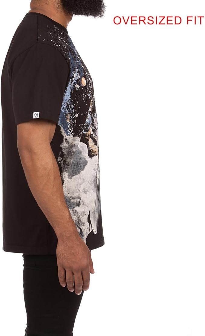 Billionaire Boys Club T-Shirt - Men's Black Oversized Galaxy Knit T-Shirt - Space-Inspired Design 831-8307