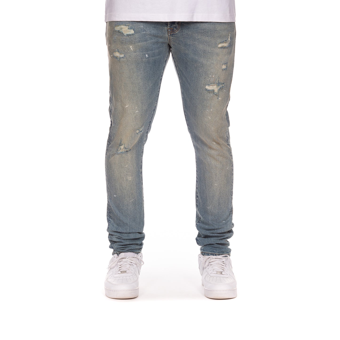 Billionaire Boys Club Clothing Men Jeans BB Trek Slim Fit Pants - Sunflare Distressed Denim 841-8110