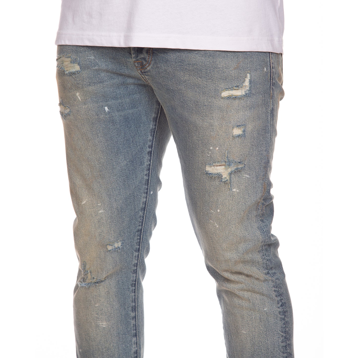 Billionaire Boys Club Clothing Men Jeans BB Trek Slim Fit Pants - Sunflare Distressed Denim 841-8110