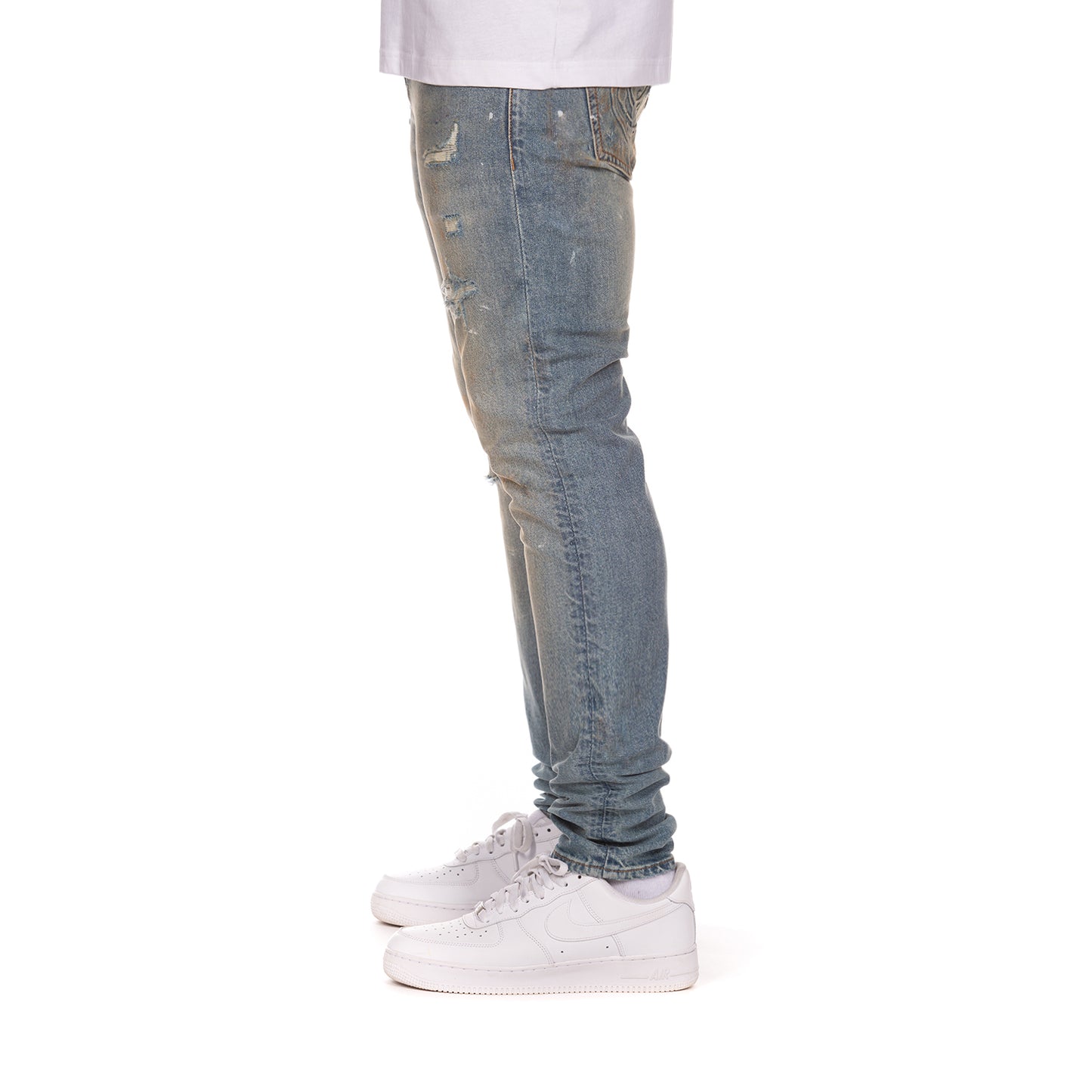 Billionaire Boys Club Clothing Men Jeans BB Trek Slim Fit Pants - Sunflare Distressed Denim 841-8110