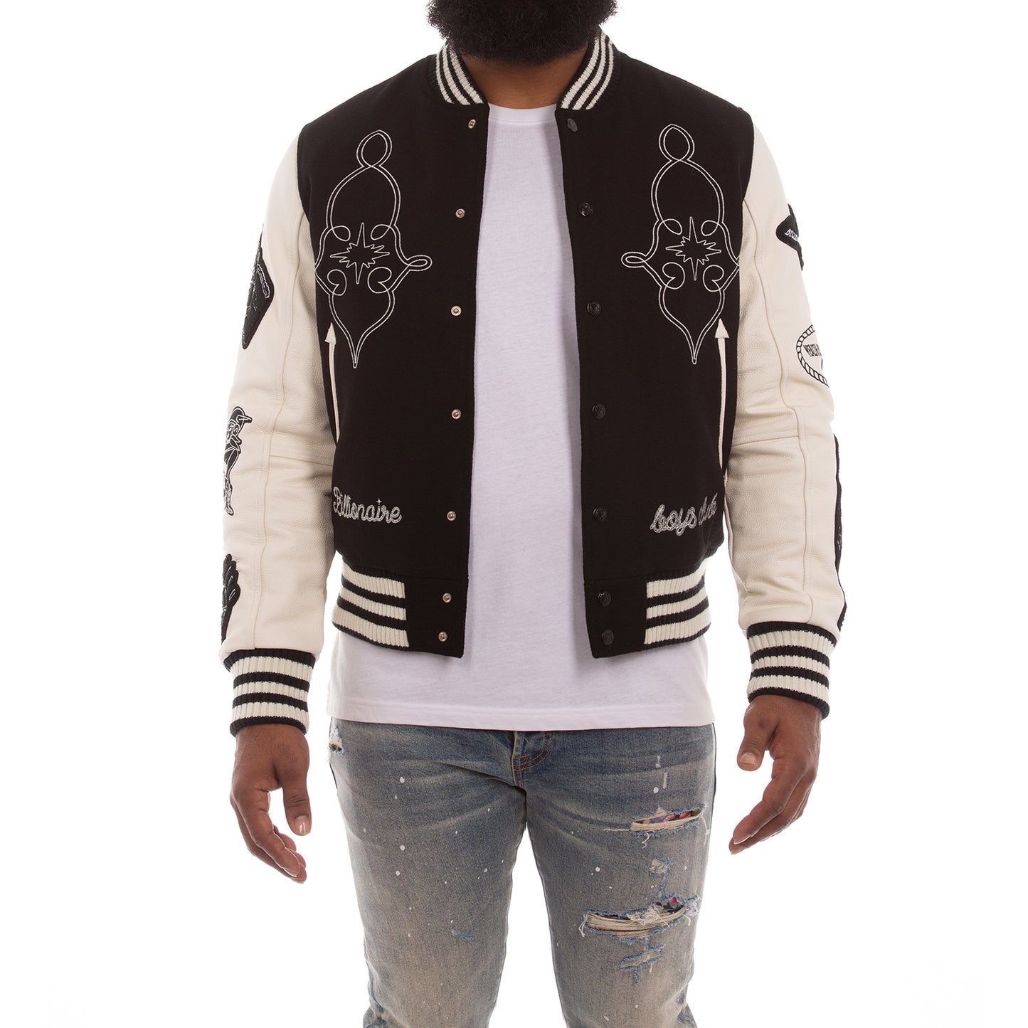 Billionaire Boys Club Men’s Varsity Jacket - Limited Edition Embroidered Wool and Leather Jacket 841-8402