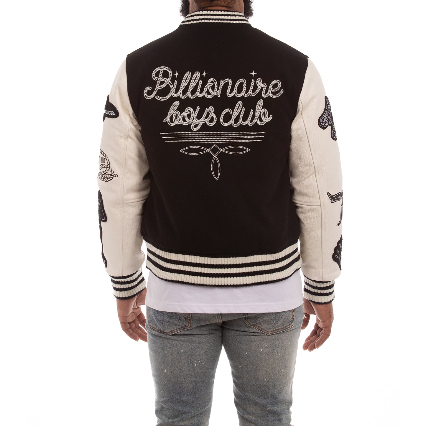 Billionaire Boys Club Men’s Varsity Jacket - Limited Edition Embroidered Wool and Leather Jacket 841-8402