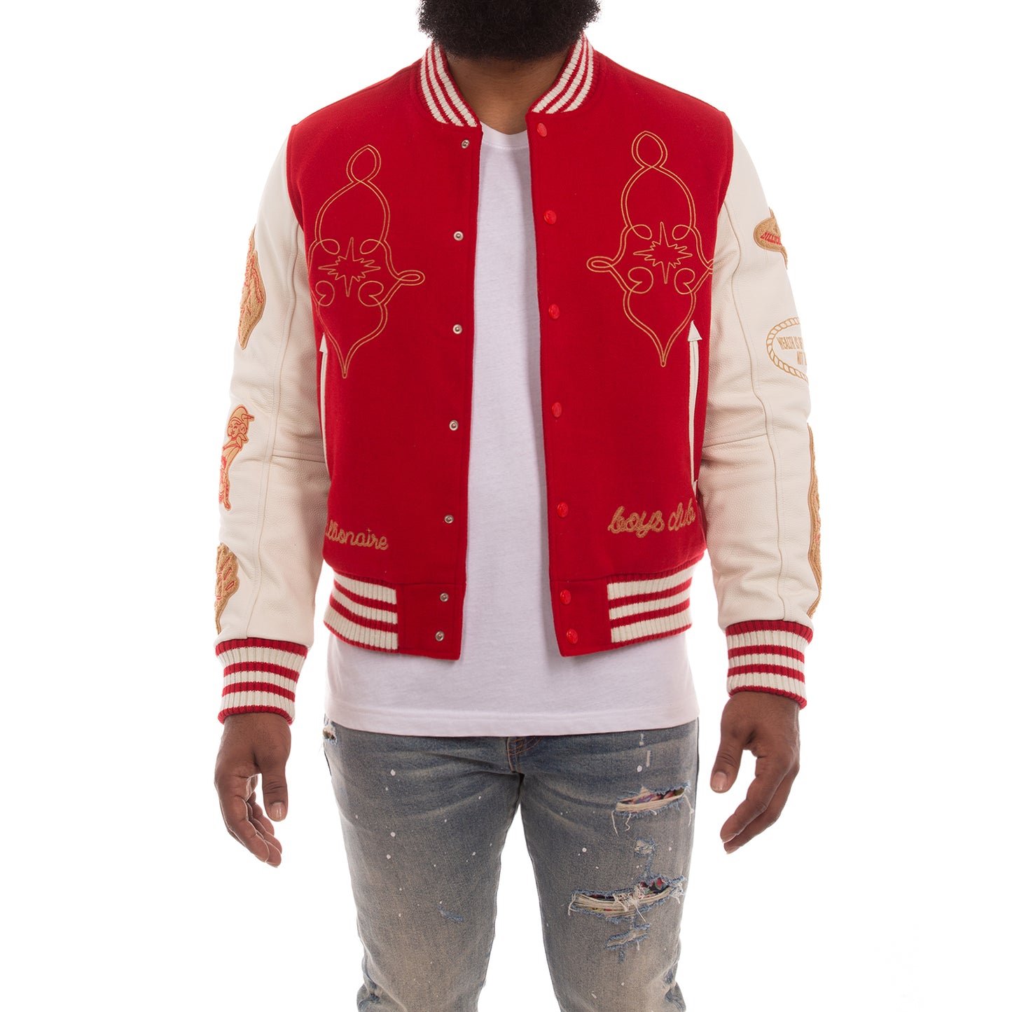 Billionaire Boys Club Men’s Varsity Jacket - Limited Edition Embroidered Wool and Leather Jacket 841-8402