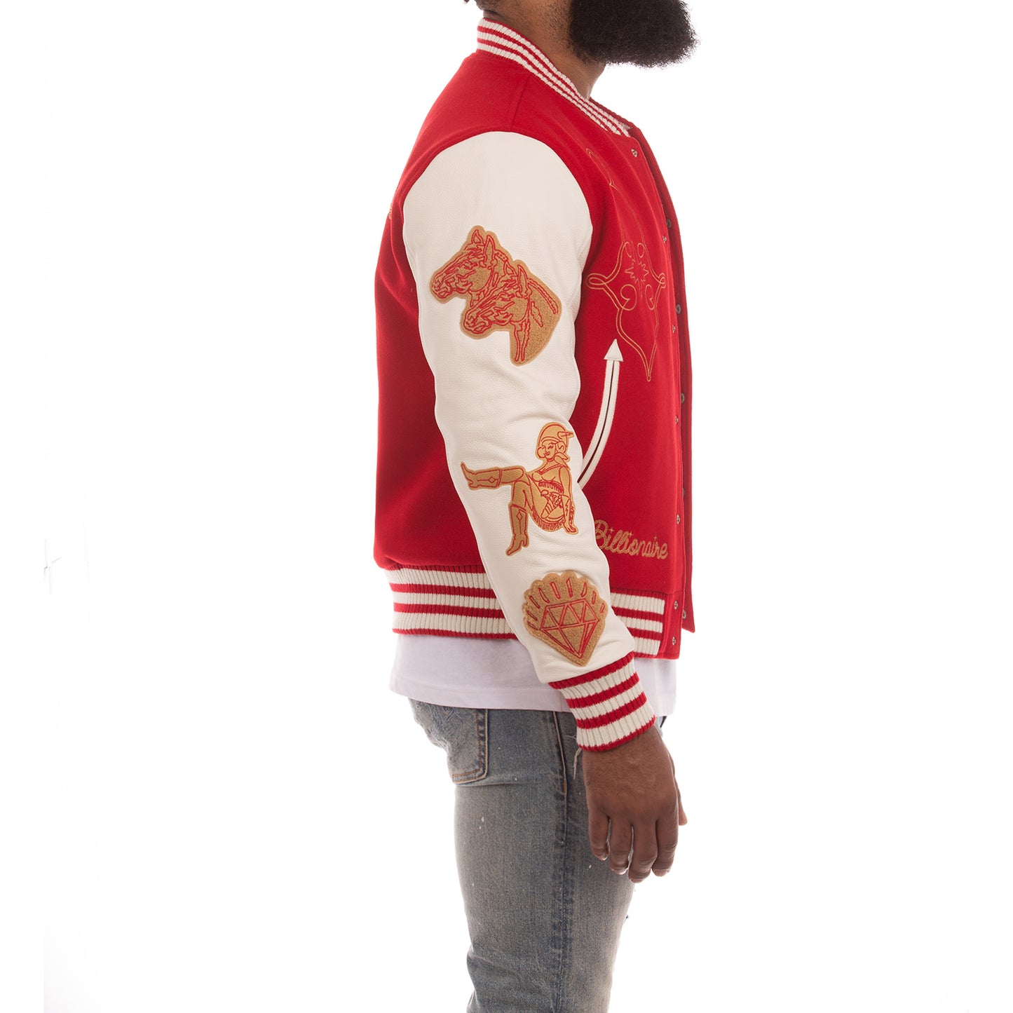 Billionaire Boys Club Men’s Varsity Jacket - Limited Edition Embroidered Wool and Leather Jacket 841-8402