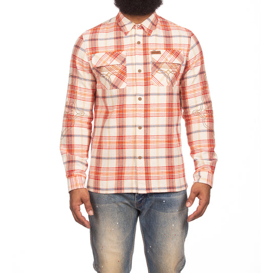 Billionaire Boys Club Mens Shirt - BB Tumbleweed LS Woven Button Up Flannel Shirt 841-8600