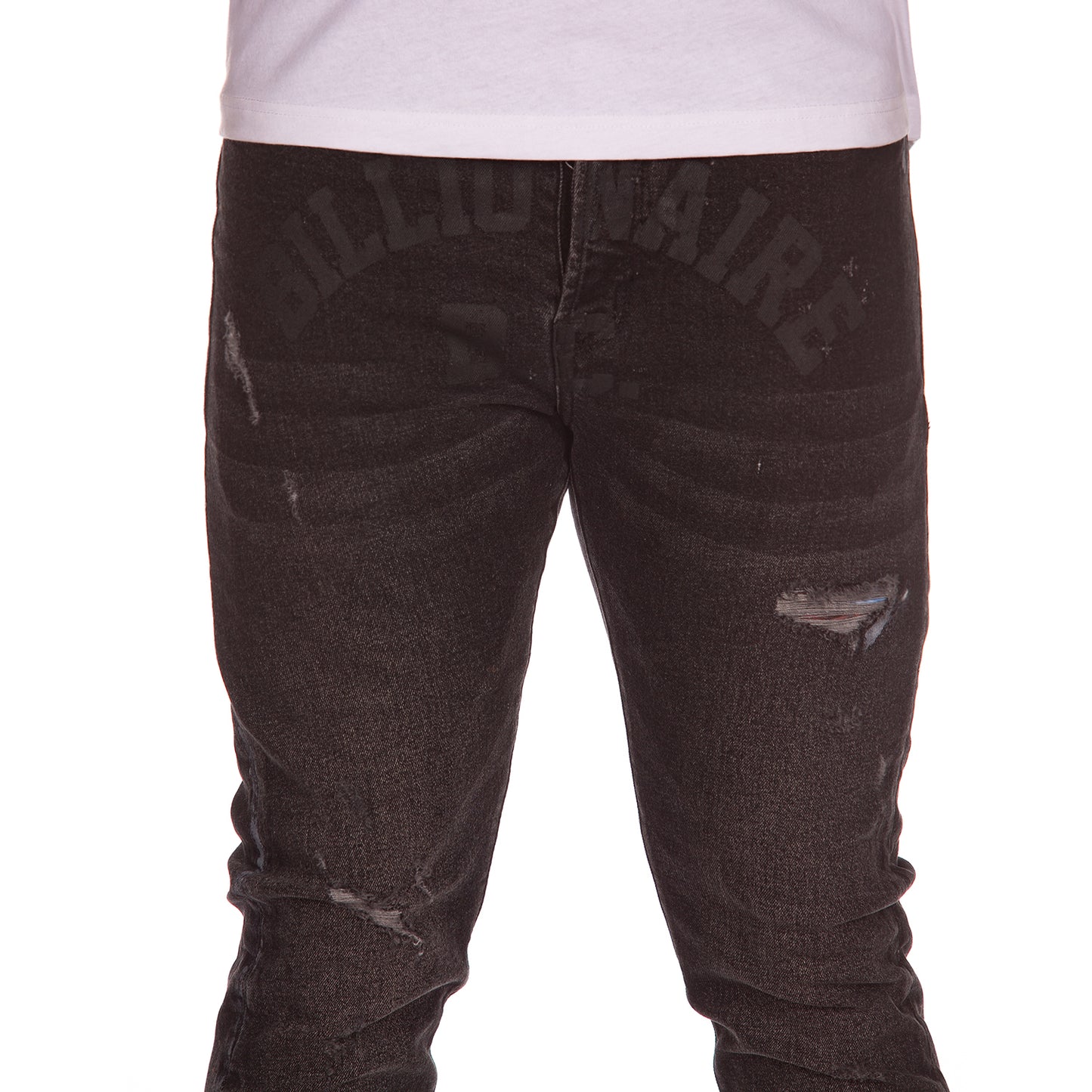 Billionaire Boys Club Jeans - Slim Fit Men's Distressed Midnight Black Denim 841-9104