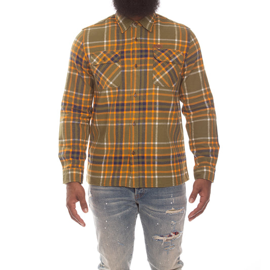 Billionaire Boys Club Mens Shirt - BB Desert LS Woven Button Up Flannel Shirt 841-9600