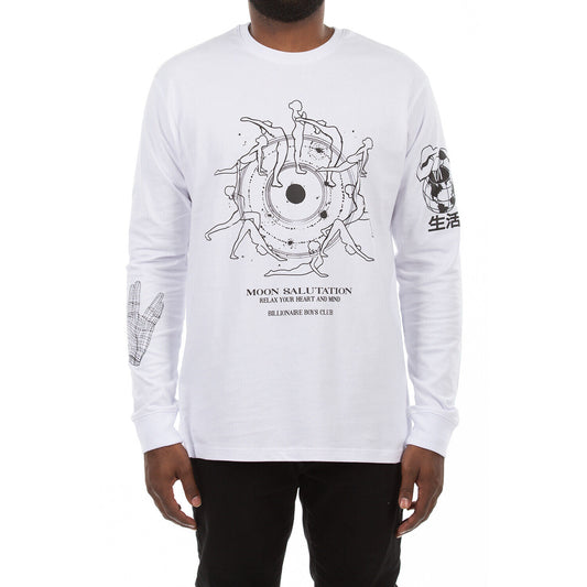 Billionaire Boys Club Men’s Moon Salutation Long Sleeve T-Shirt – White