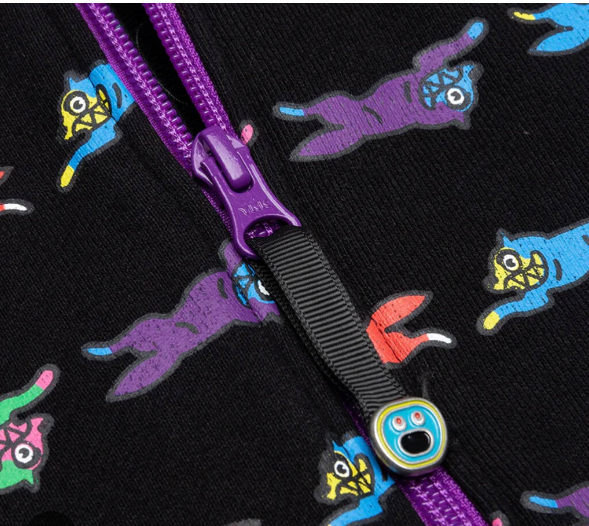BBC Icecream Grass Hoodie-Full Zip-Running Dogs All-Over Print in Black