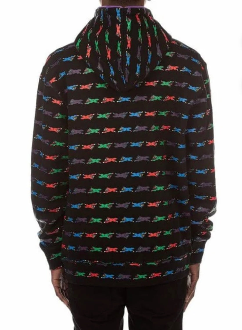 BBC Icecream Grass Hoodie-Full Zip-Running Dogs All-Over Print in Black
