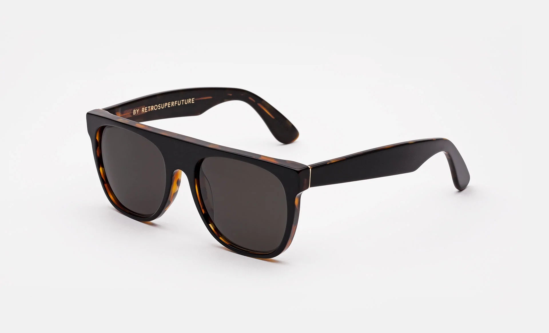 Retrosuperfuture Flat Top Havana Black Top Super Model Sunglasses