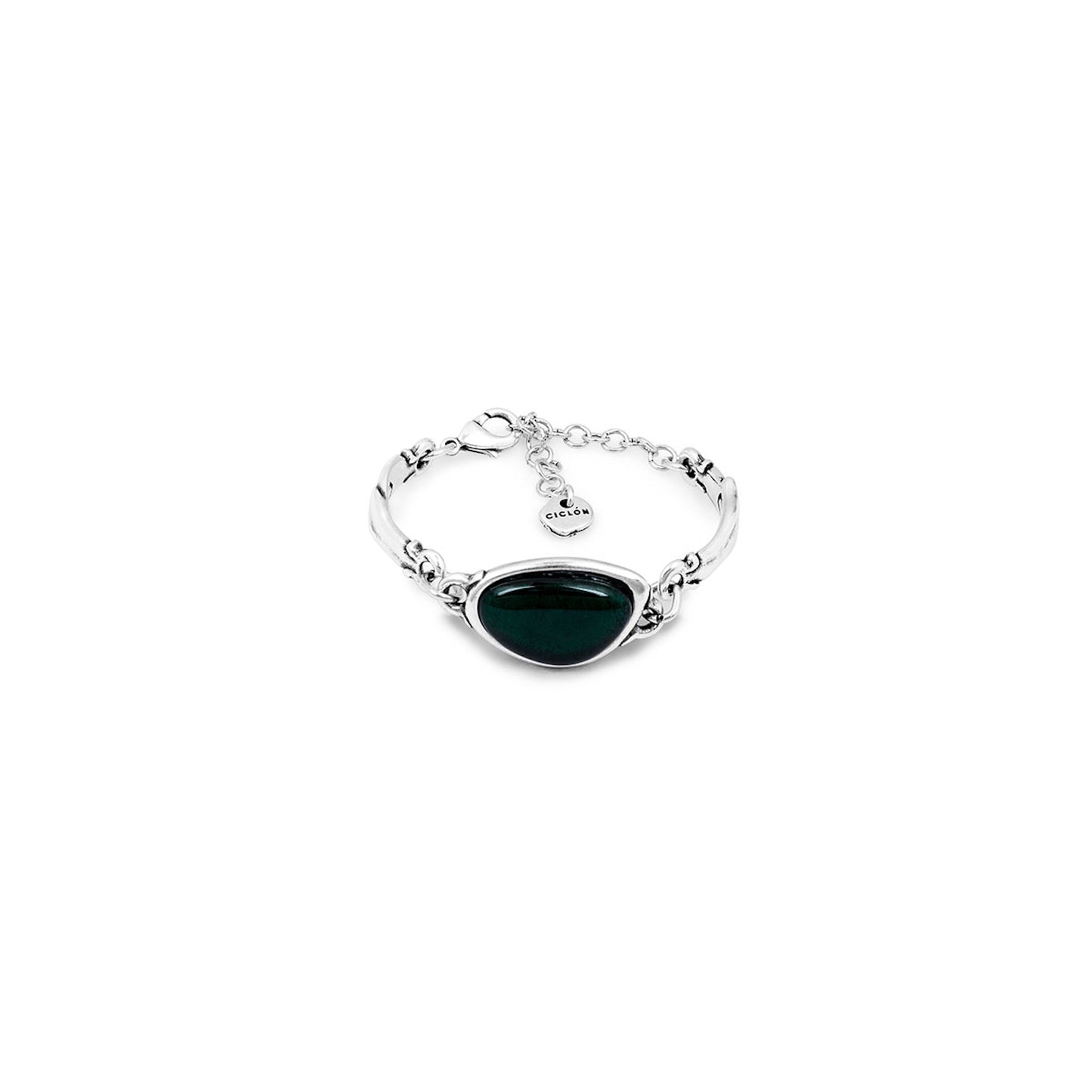 Ciclon Panax Semi-Rigid Women’s Silver-Plated Metal Bracelet, Original and Simple Metal Inter-Piece Finished with Handmade Murano Glass Fashion Jewellery for Girl’s