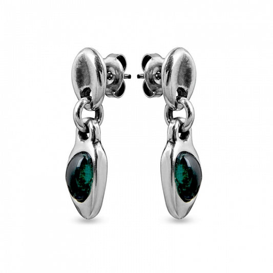 Ciclón"Panax" Women Metal Silver-plated Small Earrings with Push-back Closure Enhance Green Murano Glass Fashion Classic Handmade Jewellery for Girl’s