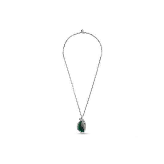 Ciclon "Panax" Women Silver Plated Long Chain Necklace Enhanced with Green Murano Glass Pendant, Lobster Clasp Closure Stunning Fashion Handmade Jewlery for Girls  Mothers Day Gift, Regalos Para Mujer