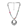 Ciclon "Ramal" Women’s "Dicola" Collection Short Black Leather Necklace with Colorful Murano Glass Beads and Spiral Pendant, Lobster Claw Closure Fashion Adjustable Handmade Jewellery for Girl’s