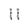 Ciclón "Rosalia" Women’s Long Black Leather Dangling Stunning Earrings with silver beads Push Back Closure Fashion Delicate Handmade Jewellery for Girls