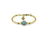 Ciclón "Canon" Women’s Collection 24K Gold Plated Rigid Bracelet Embedded with Murano Crystal Round Bead, Adjustable Handmade Jewellery for Girls