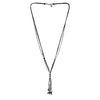 Ciclon"Atados" Long Double Strand Black leather and Silver Beads Necklace Fashion Jewellery for Women