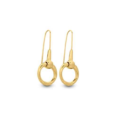 Ciclón "EQUUS" Women’s Collection 24K Gold Plated Long Stunning Round Shape Earring with Fish Hook Closure Delicate Handmade Fashion Jewellery for Girls