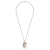 Ciclon "Trinova" Women’s Long Silver-Plated Chain Small Links Necklace with Beige Murano Glass Pendant, Lobster Claw Closure Fashion Handmade Jewellery for Girl’s