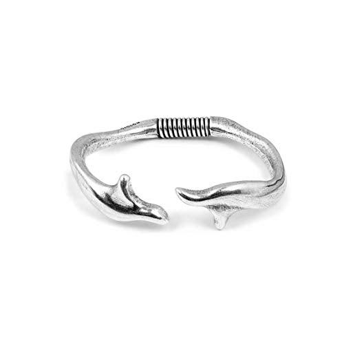 Ciclón "Cayo Largo" Women’s Silver-Plated Spring Open Fishtail Bangle Bracelet Adjustable Handmade Fashion Jewellery for Girl’s