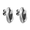 Ciclon "Orion" Silver Plated Earrings Stud Shaped with Black Murano Crystal and Push Back Closure, Stylish Fashion Jewellery for Women Girl  Mothers Day Gift, Regalos Para Mujer