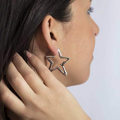 Ciclón"Flella" Gorgeous Women’s Collection Silver Plated Stunning Star Shape Earrings with Push Back Closure Delicate Fashion Handmade Jewellery for Girls