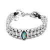 Ciclón "Orión" Women Adjustable Bracelet Multi Row Silver Plated with Turquoise Oval Shape Murano Crystal Beads