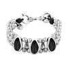 Ciclón "Las Tres Marias" Women Adjustable Bracelet Multi Row Silver Plated with Black Oval Shape Murano Crystal Beads
