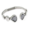 Ciclón "Emotion Collection Open Silver-Plated Spring Bangle Bracelet with Two Swarovski Crystal in Gray - Adjustable