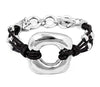Ciclon Asir Silver Plated Adjustable Multi-Strand Leather Bracelet with Square Charm Shaped for Women Fashion Jewellery