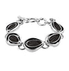 Ciclon "Constelaciones” Women Silver Chain Link Adjustable Bracelet Enhance by Five Black Oval Murano Crystal Stunning Fashion Hand-made Jewellery