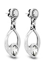 Ciclón "Emotion" Collection Stunning Round Shape Push Back Gotea Metal Silver Plated Earrings for Women Fashion Jewellery with Swarovski Crystal in White