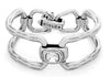 Ciclón "Emotion Collection Detail Metal Silver Plated Hook Bangle Bracelet for Women Fashion Jewellery with One Swarovski Crystal in White