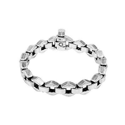 Ciclon Men’s Silver-Plated Bracelet Linked with Unique Design of Rhombus Shape Screw Closure, Classic Fashion Handmade Jewellery for Boy’s