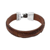 Ciclon "Curtida" Men Brown Leather Bracelet with Silver Plated Metal Clasp Engraved Vertical Marks on Leather Fashion Jewellery – Size 7.5