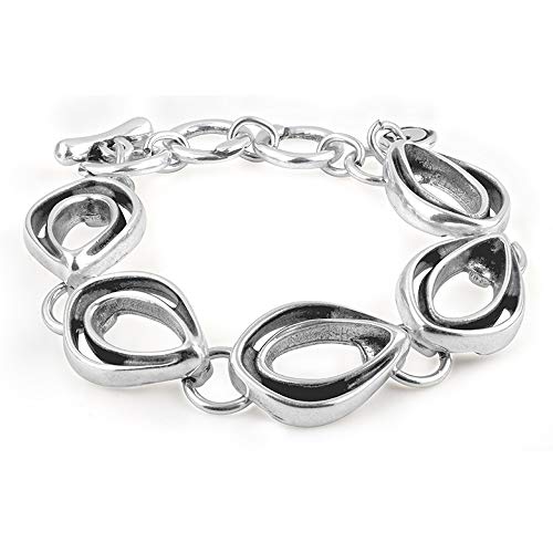 Ciclón "Via Lactea" Silver Plated Oval Shapes Chain Link Bracelet, Adjustable Handmade Fashionable Accessory for Women