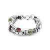 Ciclón "Entrenudos” Silver Plated Three Strand Jewellery Bracelet for Women Mounted on a Leather Lace with Colourful Murano Crystal Beads