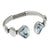 Ciclón "Emotion Collection Open Silver-Plated Spring Bangle Bracelet with Two Swarovski Crystal in Light Blue - Adjustable