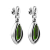Ciclon "Lira" Gorgeous Metal Silver plated Push-back Closure Stunning Earrings for Women Fashion Jewellery with an Oval Murano Crystal Drop in Green