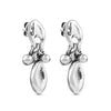 Ciclón "Capela" Women’s Metal Silver Plated Earrings with Little Silver Beads and a Charm Pendant in form of Wheat Grain Push Back Closure Fashion Handmade Jewellery for Girls