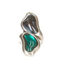 Ciclón Jewelry Turquoise and Pearly Black Murano Glass Stone Ring 171504
